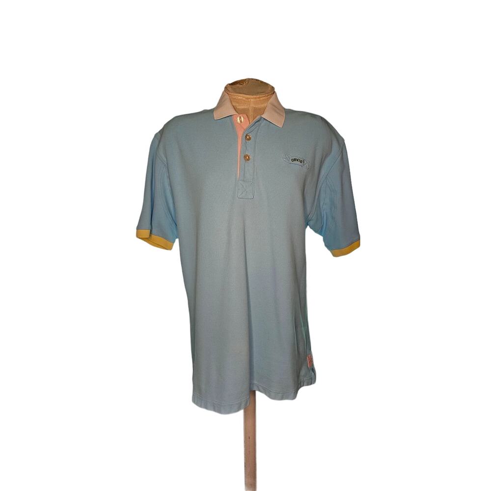Mens Orvis colorblock fishing shirt medium small spot